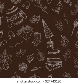 Handdrawn autumn seamless pattern