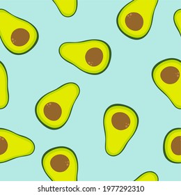 Hand-drawn avocado, seamless pattern, perfect for printing on fabric, paper, or interior decor