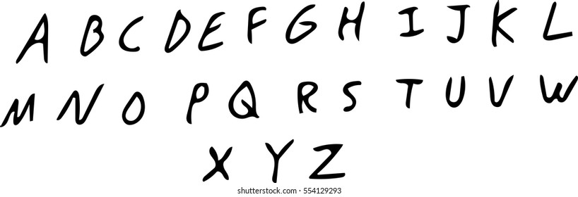 Hand-drawn A-Z alphabet vector isolated on a white background.