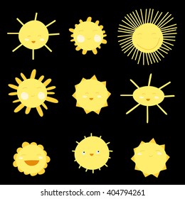 Hand-drawn baby cute vector sun postcard print with letters. Design elements. Doodle hand drawn style illustration for greeting card, t-shirts and bags print, scrapbooking