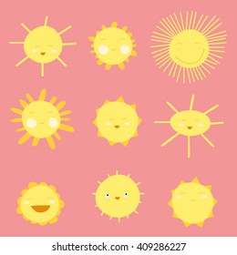 Hand-drawn baby cute vector sun postcard print with letters. Design elements. Doodle hand drawn style illustration for greeting card, t-shirts and bags print, scrapbooking