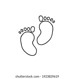 Hand-drawn baby foot prints. Doodle image of feet for different designs.