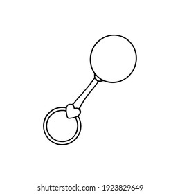 Hand-drawn baby rattle. Doodle image for various designs.