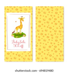 Hand-drawn baby shop discounts. Cute vector. Baby sale, kids store