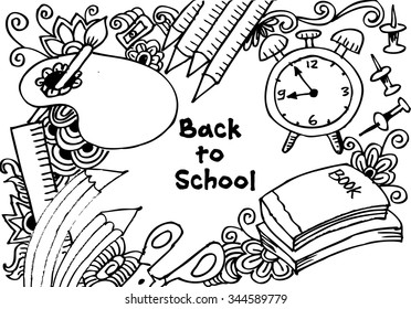 hand-drawn back to school doodles