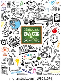 hand-drawn back to school doodles collection