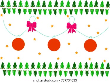 Hand-drawn background of Christmas tree in bows of a mamandarina