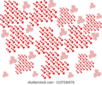 Hand-drawn background elements of an ornament with geometric shapes of red color on a white background