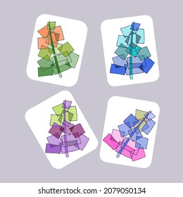Fondo hecho a mano con árboles fabulosos. Formas geométricas abstractas. Estilo Doodle. 