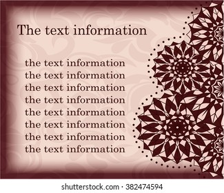 Hand-drawn background. frame for text, pattern, ornament, template. Islam, Arabic, Indian, Ottoman motifs. For background information, presentations, training material . Cover