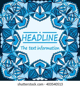 Hand-drawn background. frame for text template, ornament, template. Islam, Arabic, Indian, Ottoman motifs. For background information, presentations, and training materials . Cover