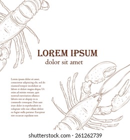 Hand-drawn background with a lobster