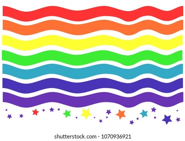 Hand-drawn background multicolored wavy lines and stars