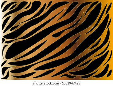 Hand-drawn background of tiger coloring black stripes on a yellow-orange background