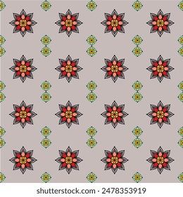 Hand-drawn backgrounds on an iPad The gray background contrasts with the red flowers. and has green leaves