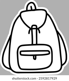 Hand-Drawn Backpack, Black and White Sketch