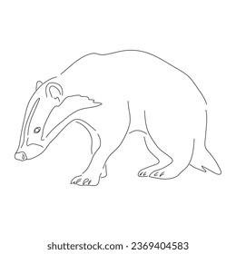 Hand-drawn Badger. Vector editable stroke.