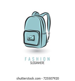 Hand-drawn Bag Icon Or Logo Template. Backpack. Sketch.