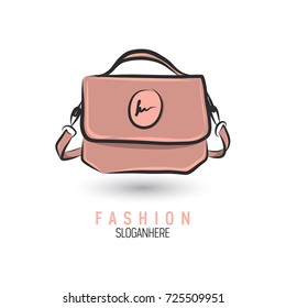 Hand-drawn bag icon or logo template. Handbag. Sketch.