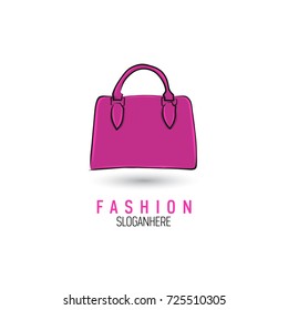 Hand-drawn bag icon or logo template. Handbag. Sketch.