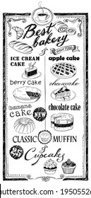 hand-drawn bakery menu