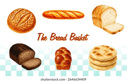 Hand-drawn bakery products collection vector