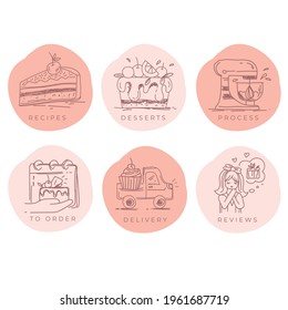 Handdrawn bakery vector icons set.