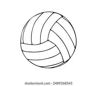 Bola dibujada a mano para jugar al voleibol. Equipamiento de vóley.  Equipo concepto de actividad deportiva. Voleibol para jugar en la playa de verano. Icono de línea de bola aislado sobre fondo blanco. 