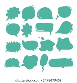 handdrawn balloon doodle text speech style green design isolated white background