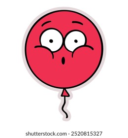 Hand-drawn balloon with a face illustration. Creative sticker symbolizing fun, celebration, and joy. Vector illustration for party themes, playful designs, and cheerful vibes.