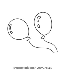 Hand-drawn balloon sketch, doodle style. Festive drawing by ink, pen, marker. Isolated. Vector illustration.