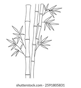 Hand-Drawn Bamboo Plant Illustration in Black and White – Minimalist Zen Nature Art for Eco-Friendly Designs, Botanical Prints, Asian Aesthetic, Interior Decor, and Relaxing Spa-Themed Graphics