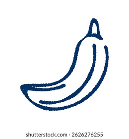 Hand-drawn banana doodle. Cute fruit sketch in cartoon style. Fresh, tropical, healthy food illustration for stickers, packaging, kitchen decor, organic lifestyle, and nutrition design.