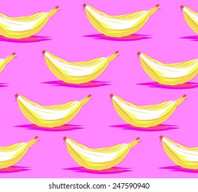 Hand-drawn bananas pattern in pop-art style