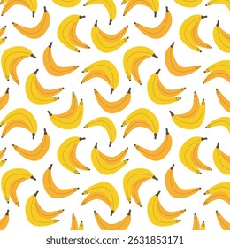 Hand-drawn bananas seamless vector pattern in flat style. Seamless tropical fruit background for banners, wrapping, and design use.