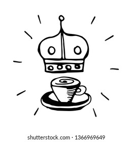 hand-drawn banner for cafe, coffee house. black and white vector illustration