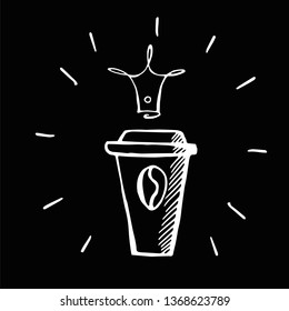 hand-drawn banner for cafe, coffee house. vector illustration on black background