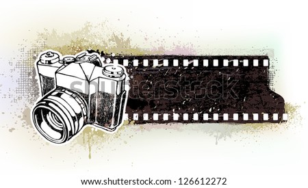 Hand-drawn banner with retro camera.