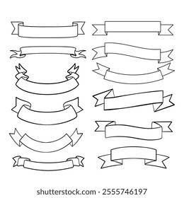 HandDrawn Banner Ribbons Set design