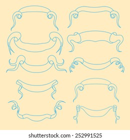 Hand-drawn banners set. Vector illustration isolated on white