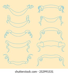 Hand-drawn banners set. Vector illustration isolated on white