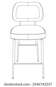 Hand-drawn bar chair and stool vector illustration. Editable line art design ideal for bar furniture, kitchen counters, and trendy seating options in modern interiors