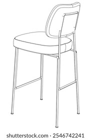 Hand-drawn bar chair and stool vector illustration. Editable line art design ideal for bar furniture, kitchen counters, and trendy seating options in modern interiors