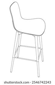 Hand-drawn bar chair and stool vector illustration. Editable line art design ideal for bar furniture, kitchen counters, and trendy seating options in modern interiors