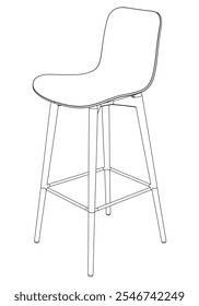 Hand-drawn bar chair and stool vector illustration. Editable line art design ideal for bar furniture, kitchen counters, and trendy seating options in modern interiors