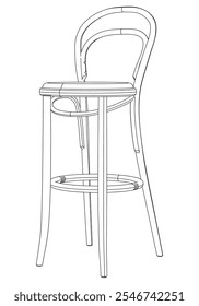 Hand-drawn bar chair and stool vector illustration. Editable line art design ideal for bar furniture, kitchen counters, and trendy seating options in modern interiors