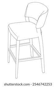 Hand-drawn bar chair and stool vector illustration. Editable line art design ideal for bar furniture, kitchen counters, and trendy seating options in modern interiors