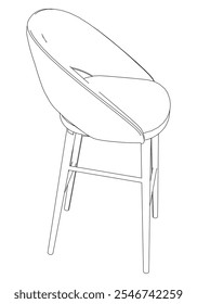 Hand-drawn bar chair and stool vector illustration. Editable line art design ideal for bar furniture, kitchen counters, and trendy seating options in modern interiors