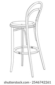 Hand-drawn bar chair and stool vector illustration. Editable line art design ideal for bar furniture, kitchen counters, and trendy seating options in modern interiors