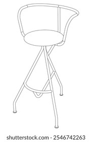 Hand-drawn bar chair and stool vector illustration. Editable line art design ideal for bar furniture, kitchen counters, and trendy seating options in modern interiors